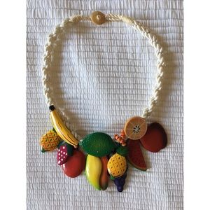60’s handmade braided fruit necklace